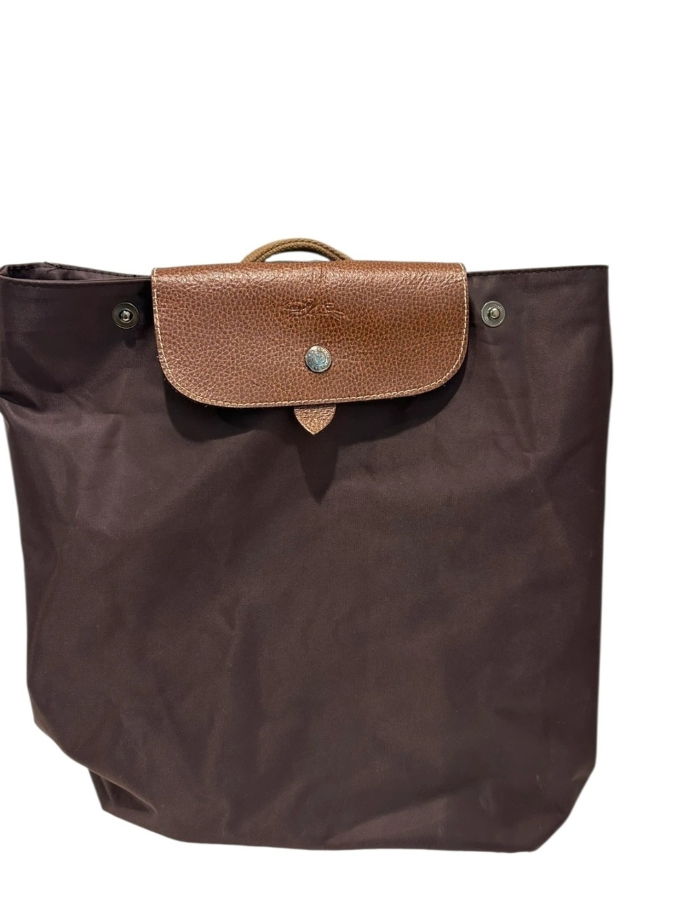 Longchamp Le Pliage Original Nylon & Leather Backpack in Dark Brown - Picture 2 of 10